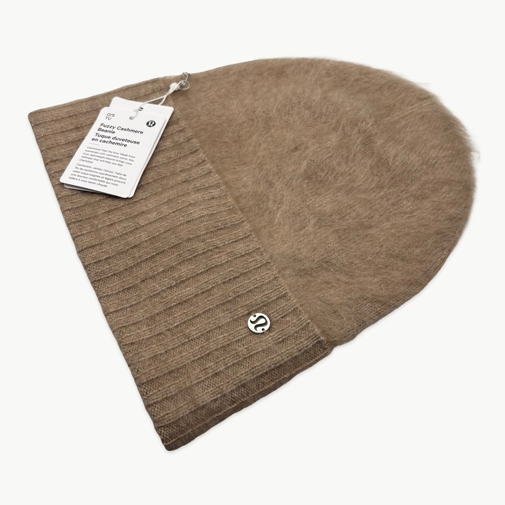 Lululemon 100% Cashmere Fuzzy Beanie OS Heathered Nutmeg Cozy Minimal NWT - Picture 5 of 10
